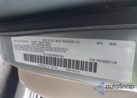 2009 Subaru Legacy 3.0R Limited из США, поврежденный, VIN 4S3BL856394210884